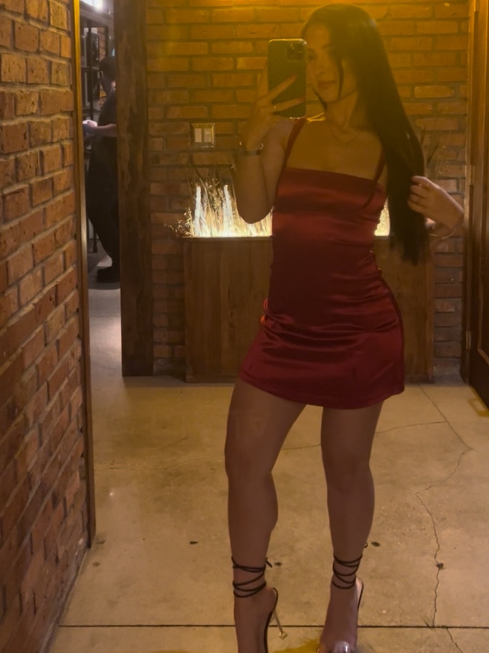 Red Satin Cami Slip Dress